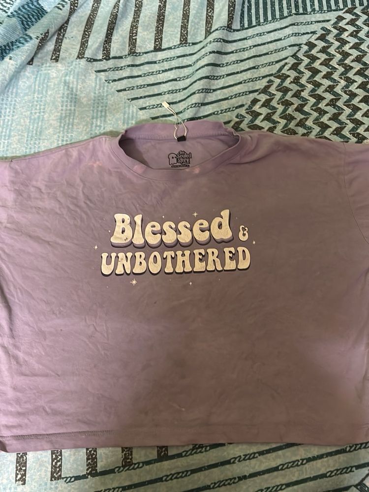 Blessed &amp; Unbothered” Lavender Tee | Oversized Cot