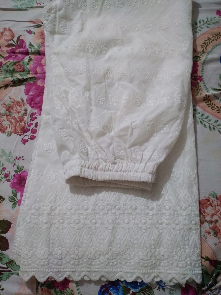 White Chikankari Plazo