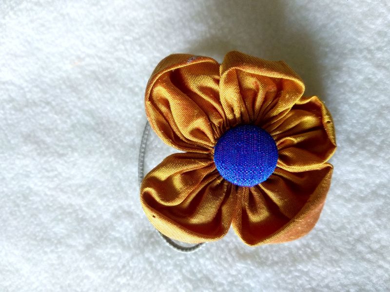 Handmade scrunchie - Single piece raw silk flower