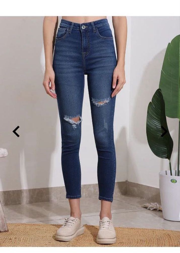 Shein ankle lengthmid wash distressed jeans