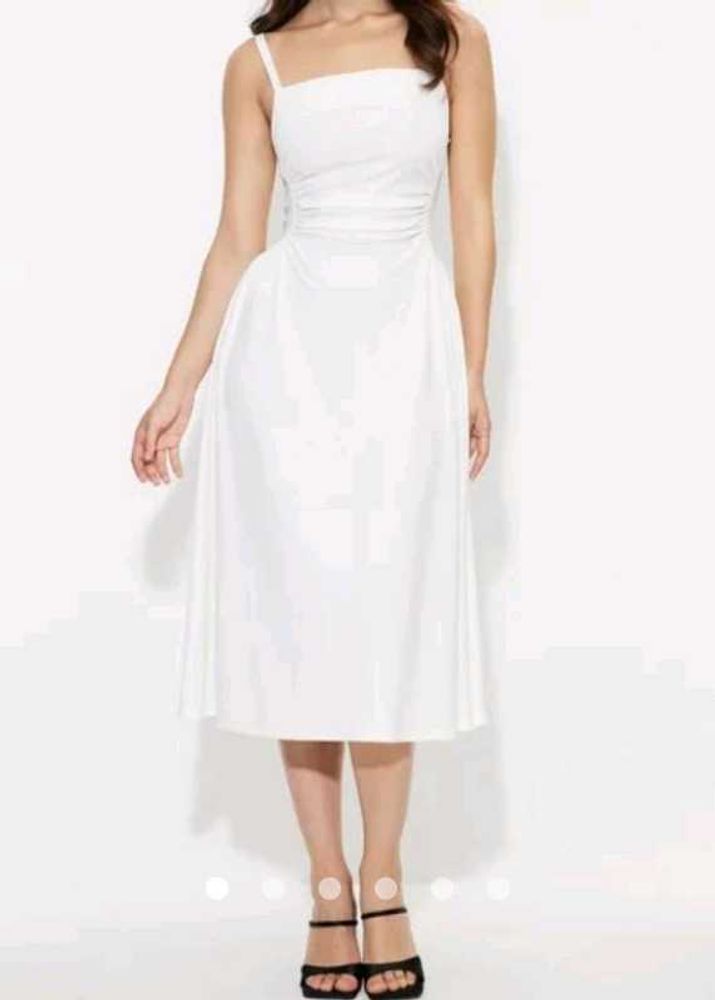 Elegant White Midi Dress – Size L (Never Worn)