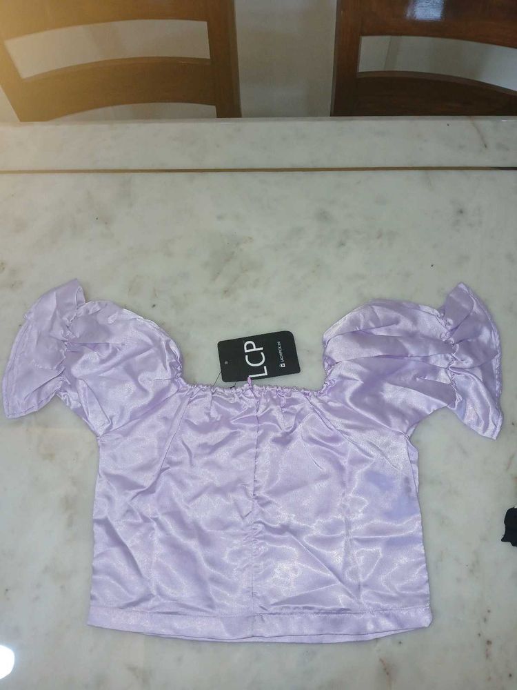 Lilac ruched crop top