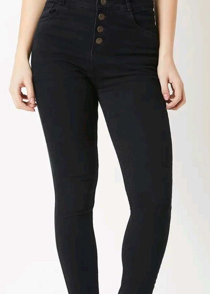 Miss Chase Black fit Denim Jeans with buttons