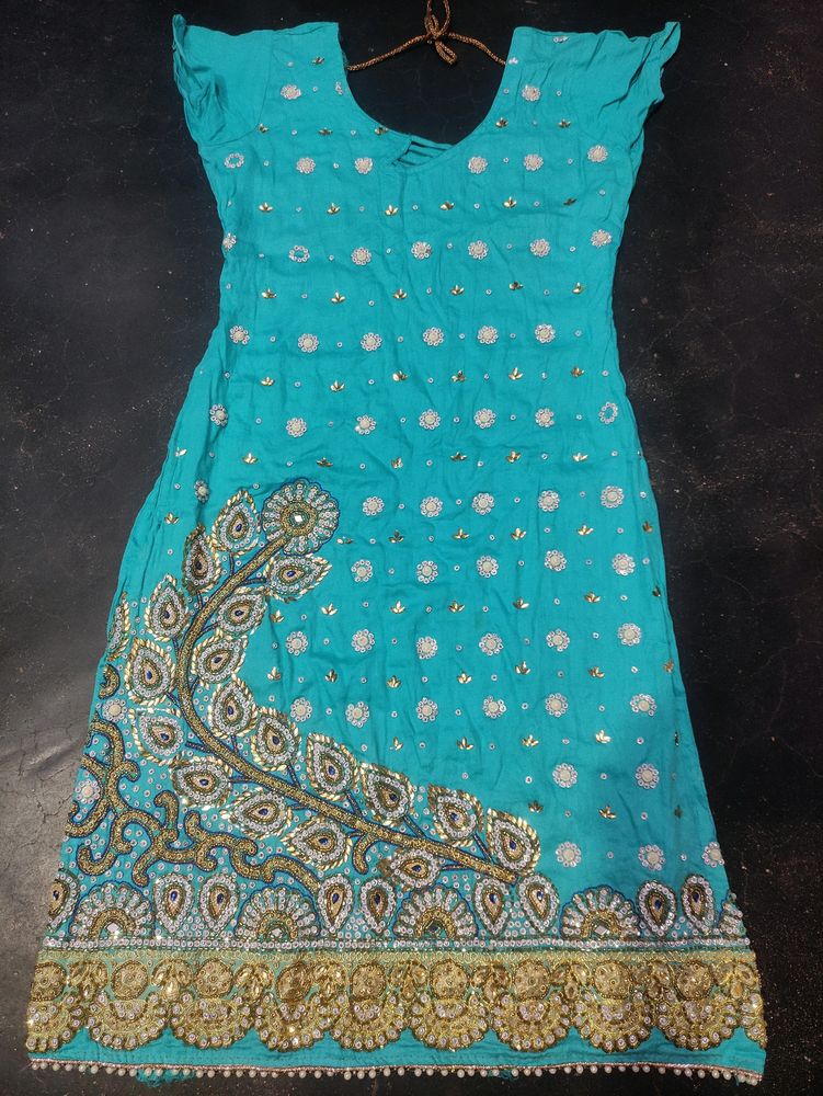 Heavy Handwork Sky Blue 💙 Suit With Dupatta