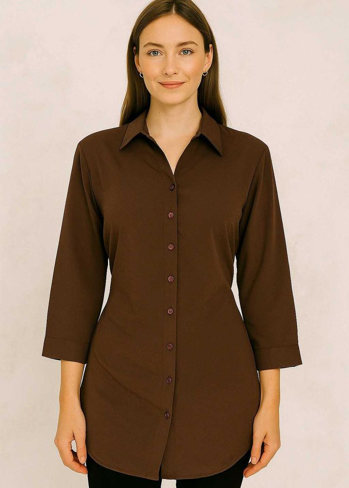 Brown Button-Down Shirt Fro For Women