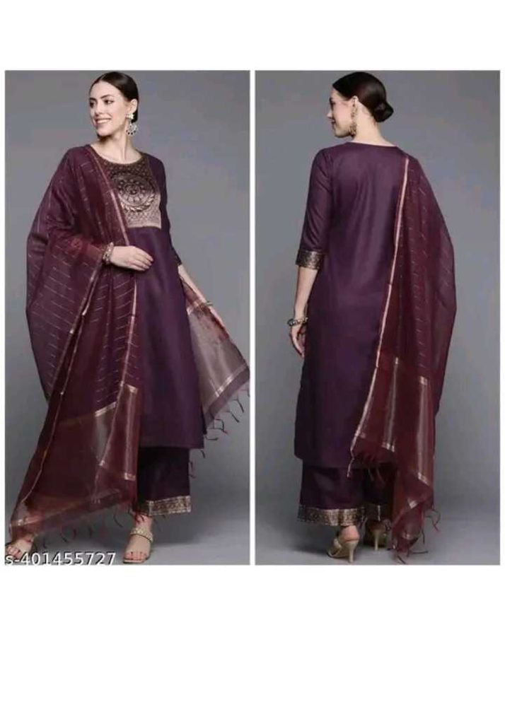 Purple Kurta &amp; Duppata Bottom Set
