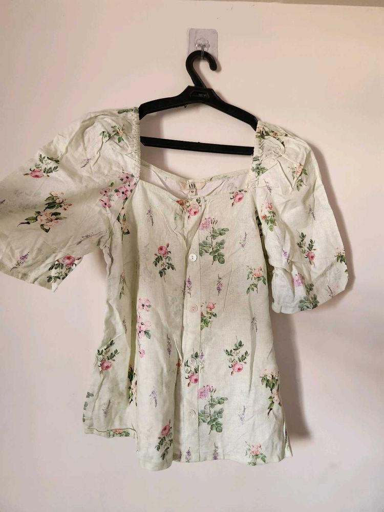 Floral Square Neck Top