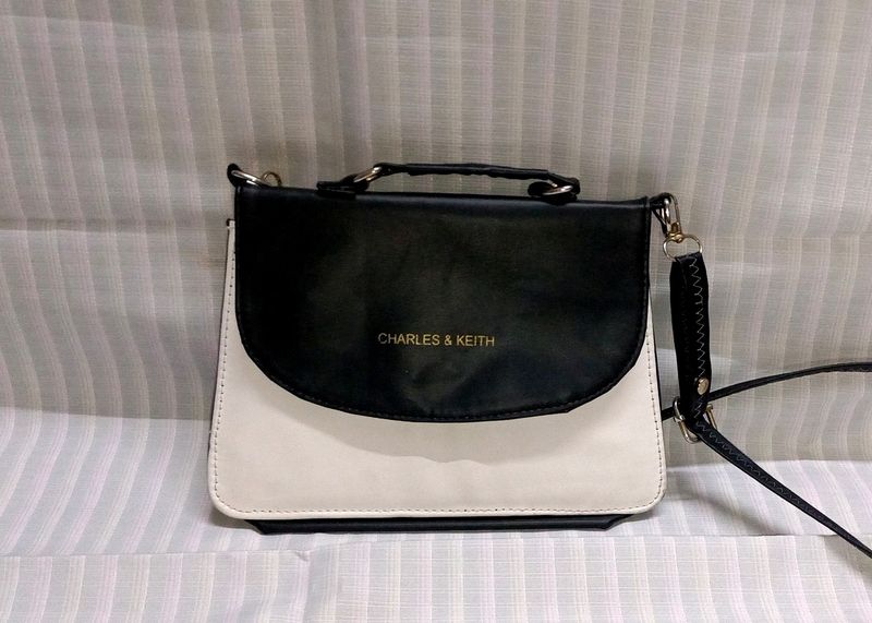 Charles And Keith Sling Purse(Blackndwhite) Copy