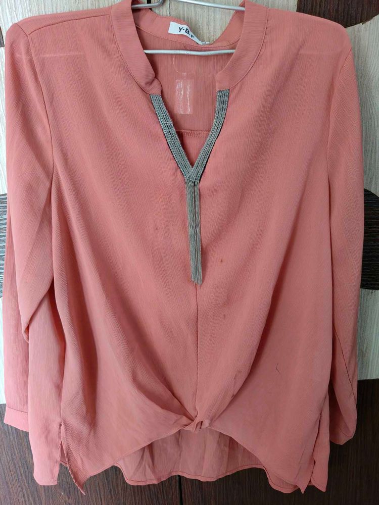 Peach Top with Chain Detail