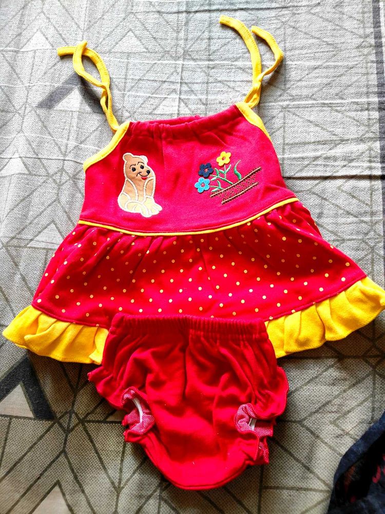 Cute Red Baby Dress Set