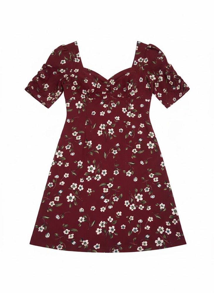 Floral Burgundy Mini Dress