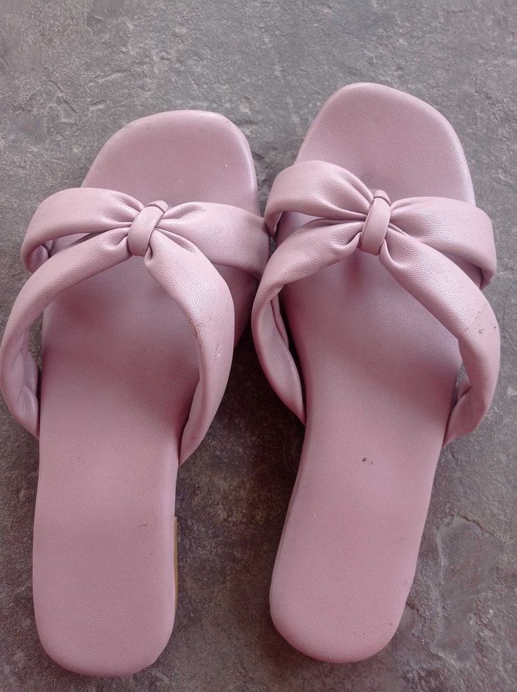 Cute Pink Bow Slides
