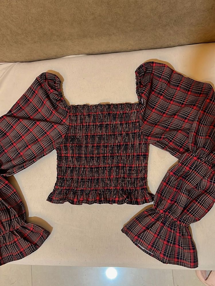 Red Plaid Crop Top