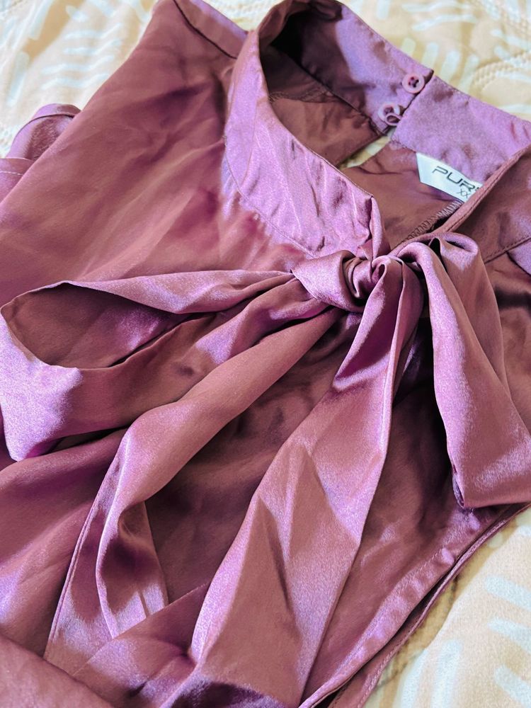 Mauve Tie-Front Top