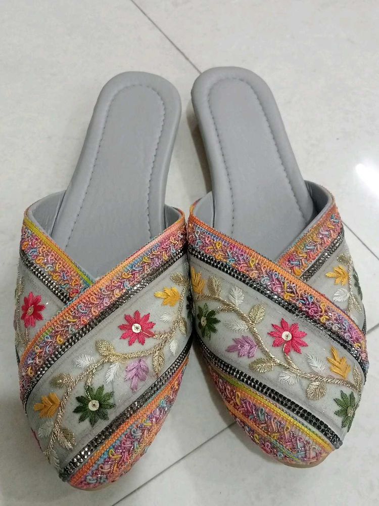 Embroidered Flats &amp; Sandals