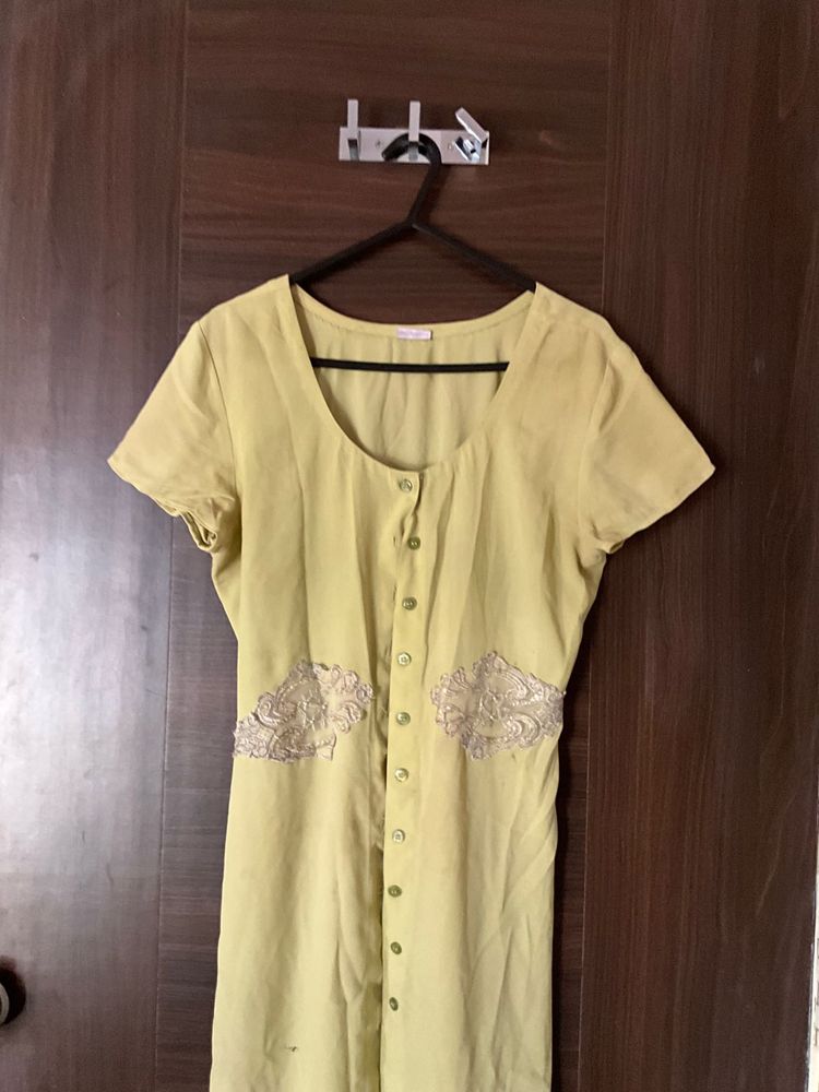 Elegant Embroidered Button-Down Dress ☀️💛