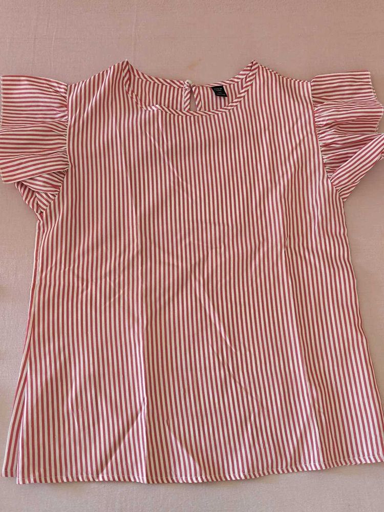 Striped Ruffle Sleeve Top