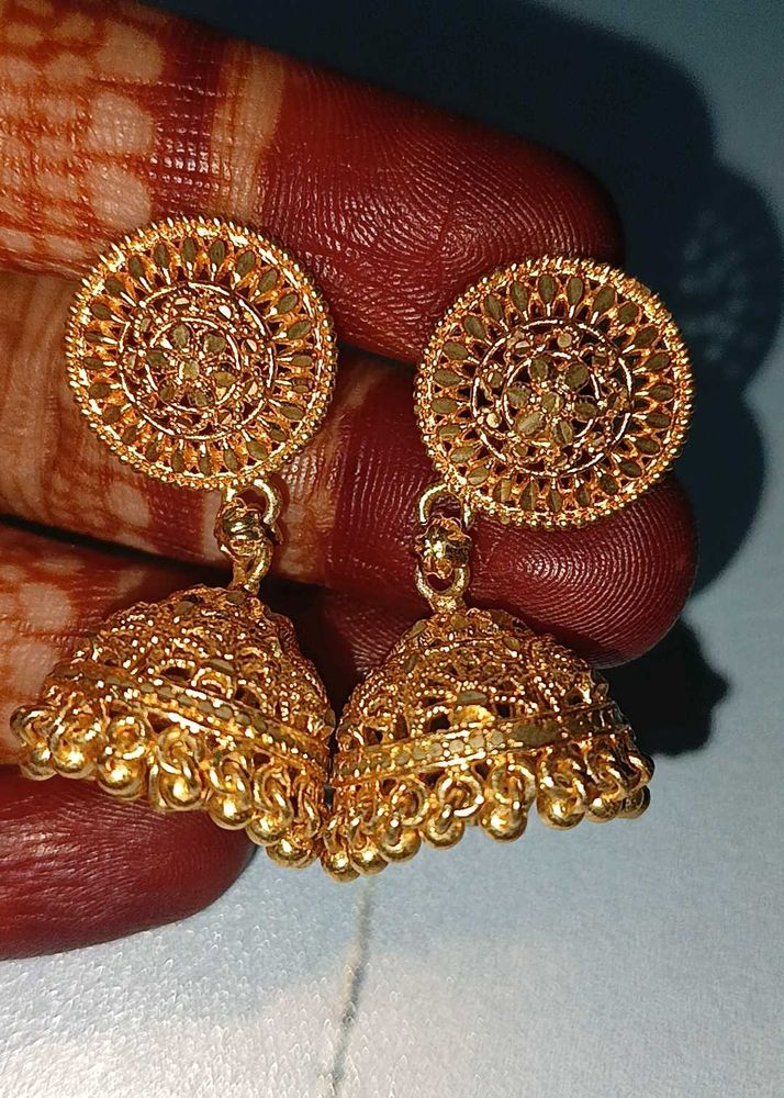 Gold Jhumka Earrings