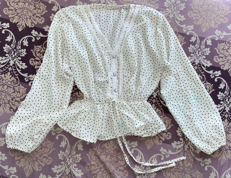 White V-Neck Crop Top