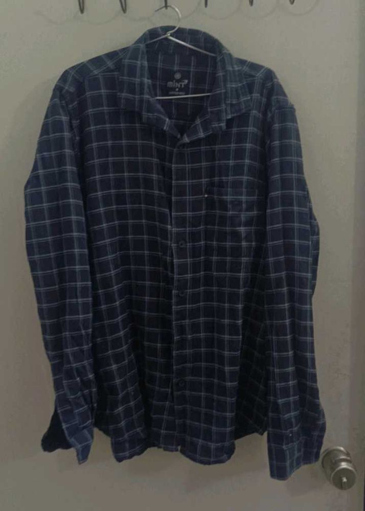 Navy Plaid Long Sleeve Shirt