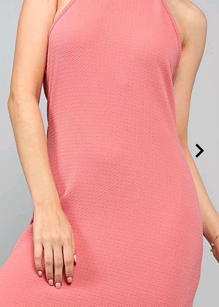 Coral Halter Bodycon Dress
