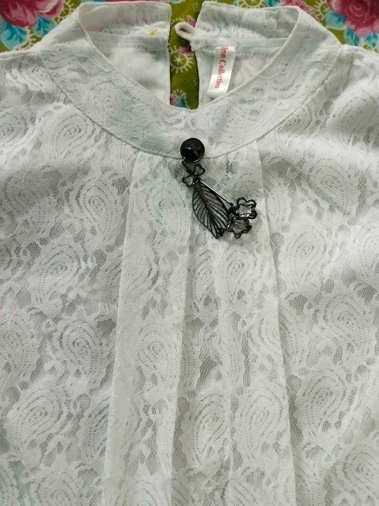 Stylish &amp; Elegent White Net Top