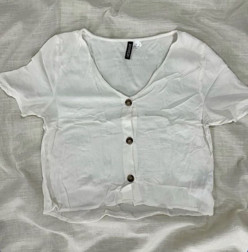 White Button-Up Top
