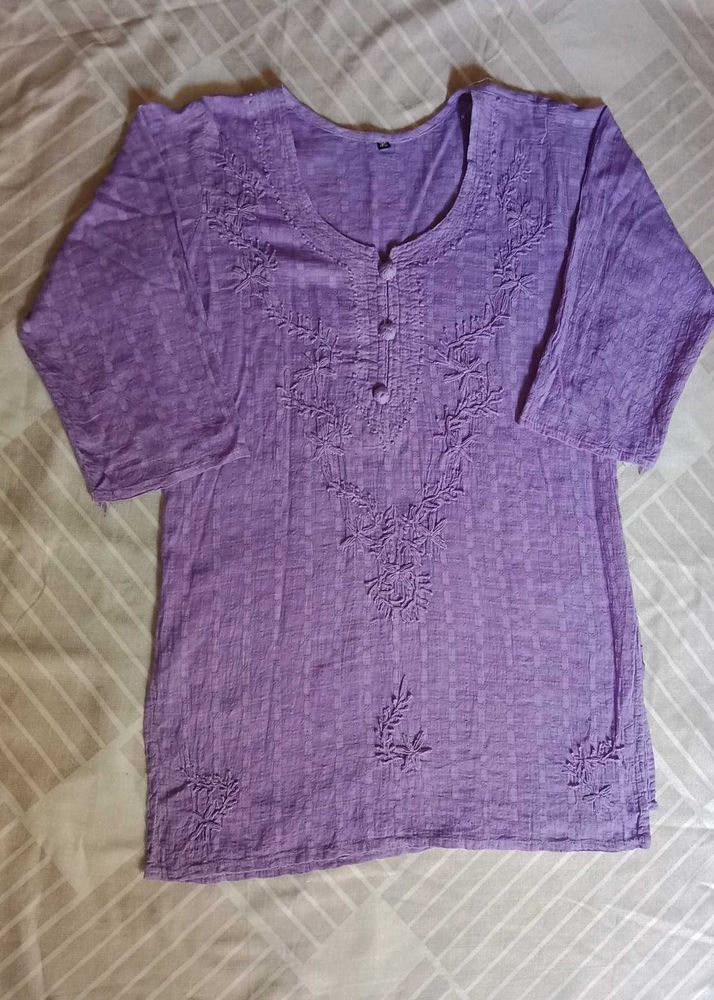 Purple Embroidered Top
