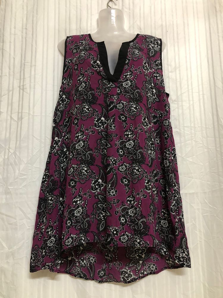 Now Purple Sleeveless Printed Dress