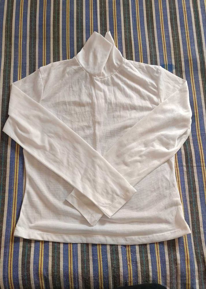 White Turtleneck Top