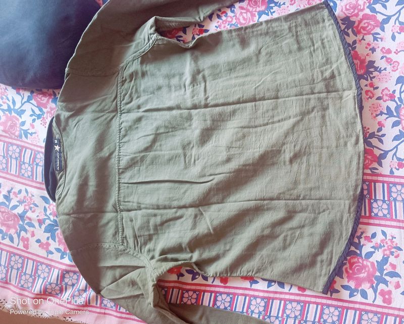 Olive Green And Black Shirt