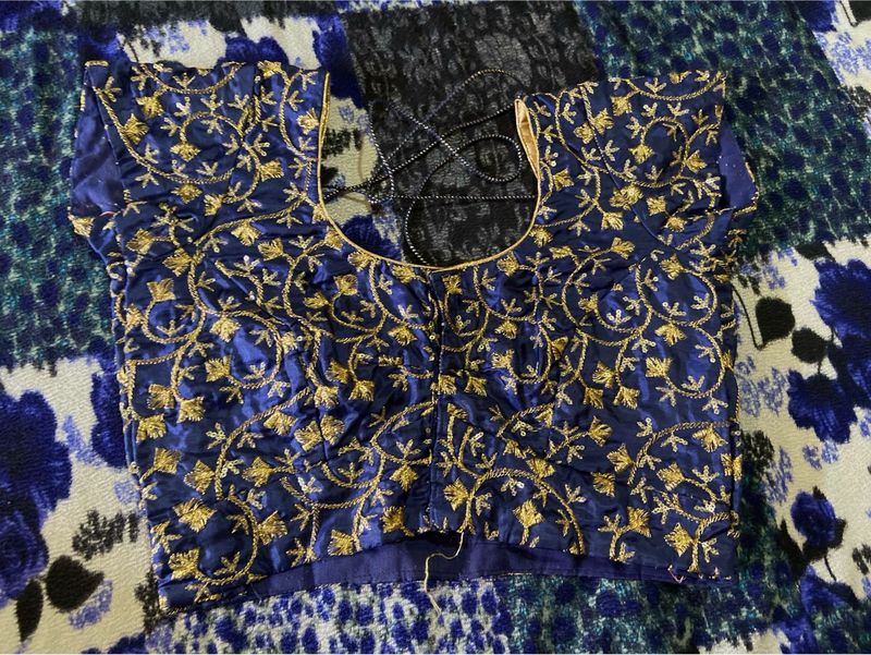 Embroidered Navy Blouse