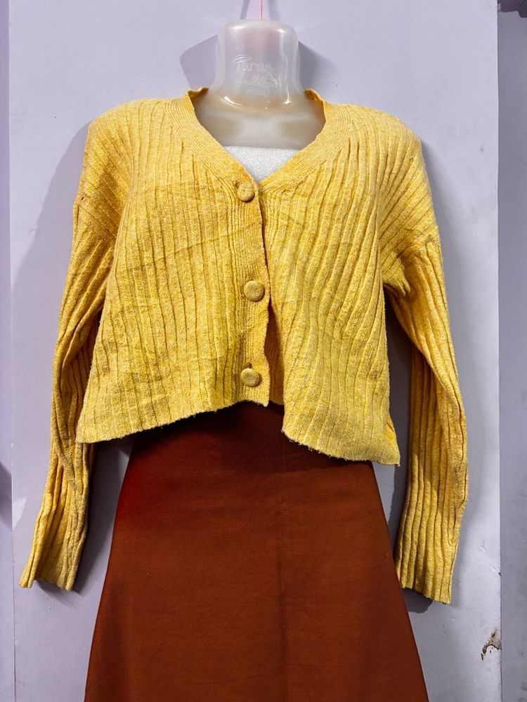 Yellow Knit Cardigan
