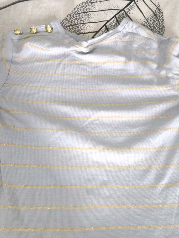 Striped Gold Accent Tee