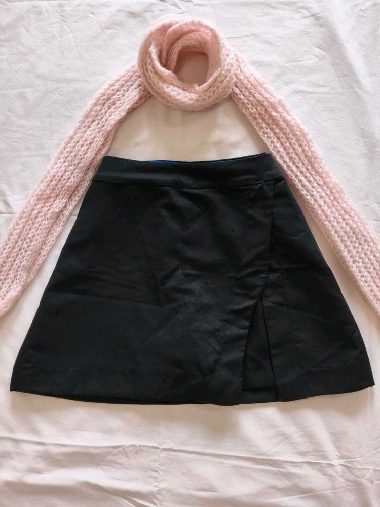Black Slit Skort