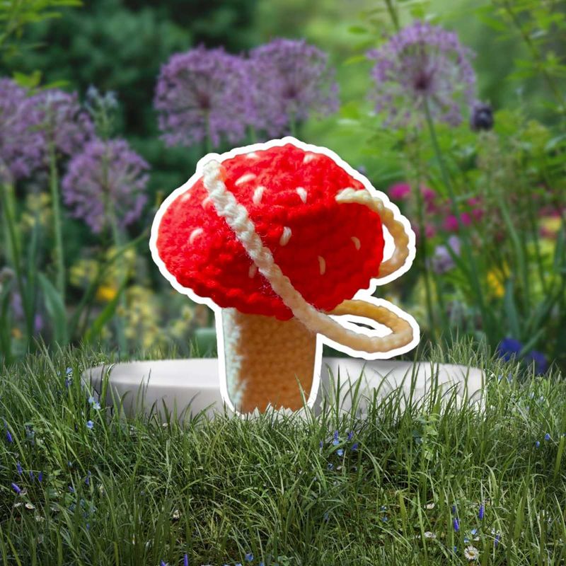 Crochet Mushroom lipstick holder