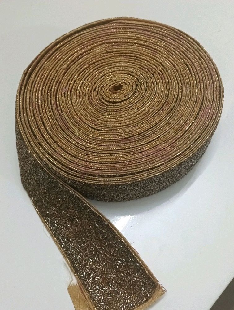 Copper Gold Lace With Beads Work