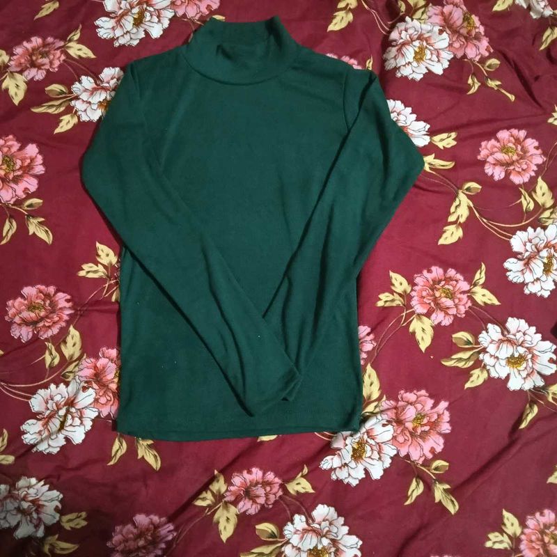 Green Turtleneck Top