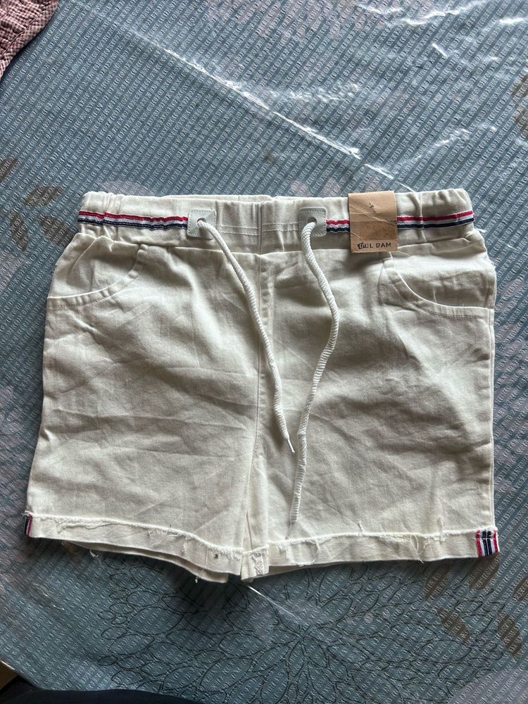 White Strechable Shorts For Girls
