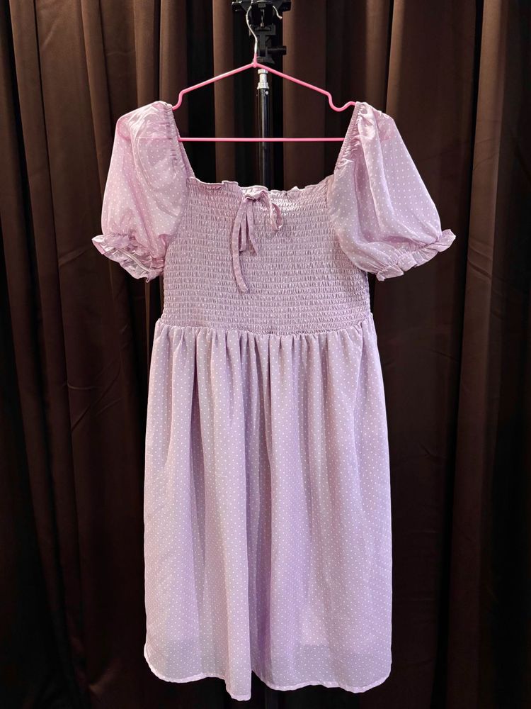Lilac Polka Dot Babydoll Dress