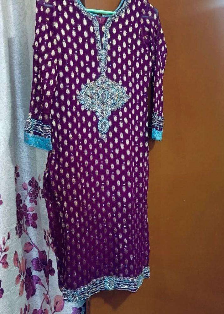 Purple Embellished Kurta Sets