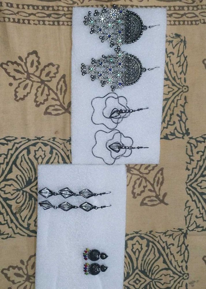 Oxidised Earrings Set Of 4
