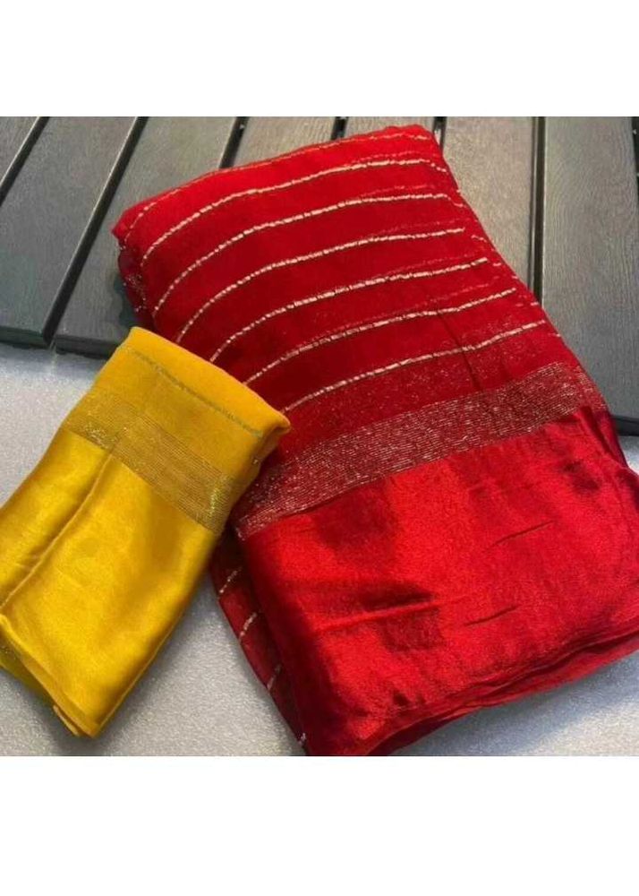 Red Saree with Yellow Blouse