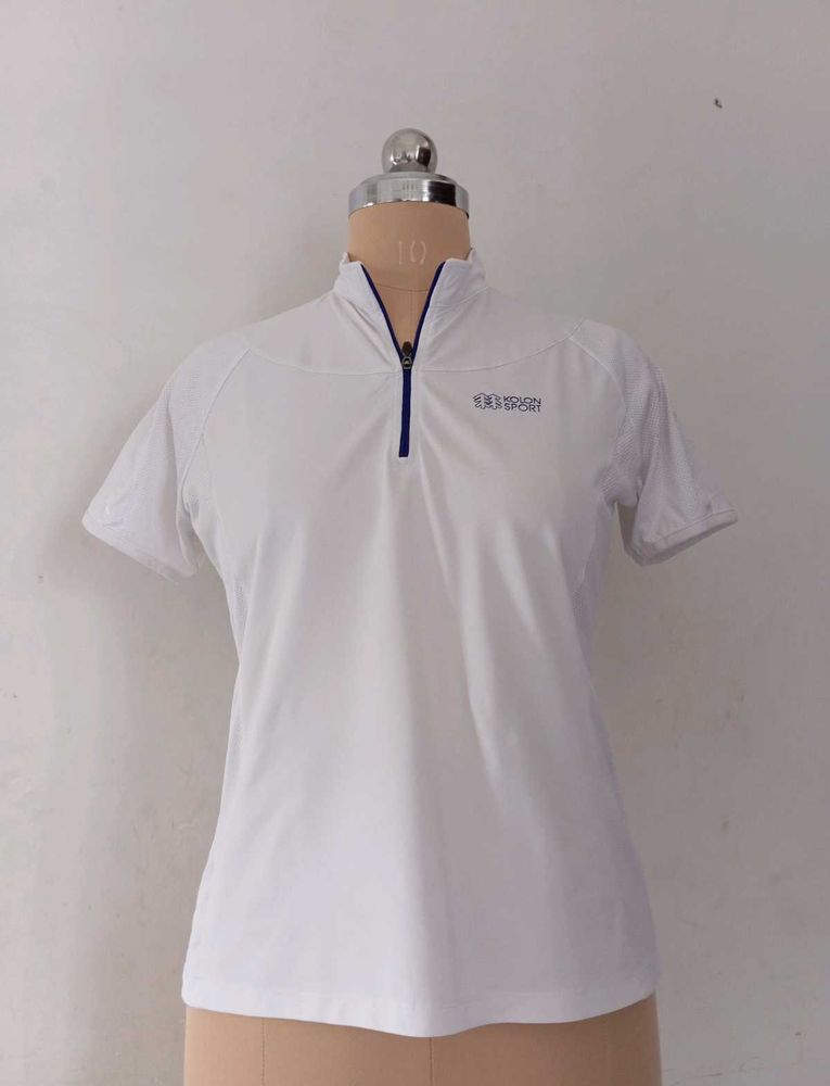 White Half-Zip Sport Top