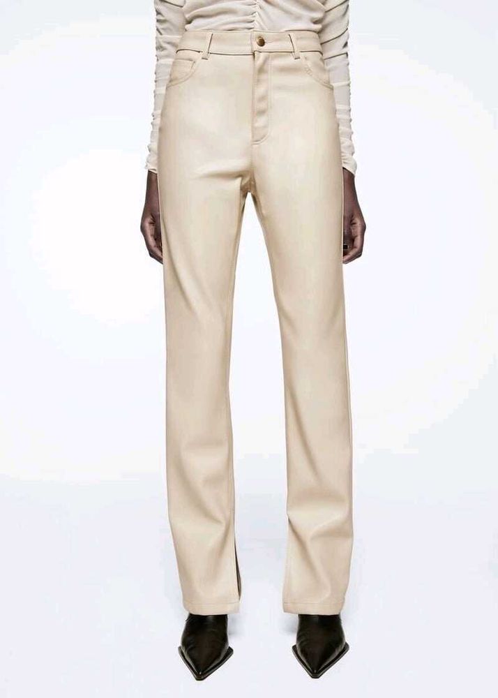 Zara faux leather slit hem pants