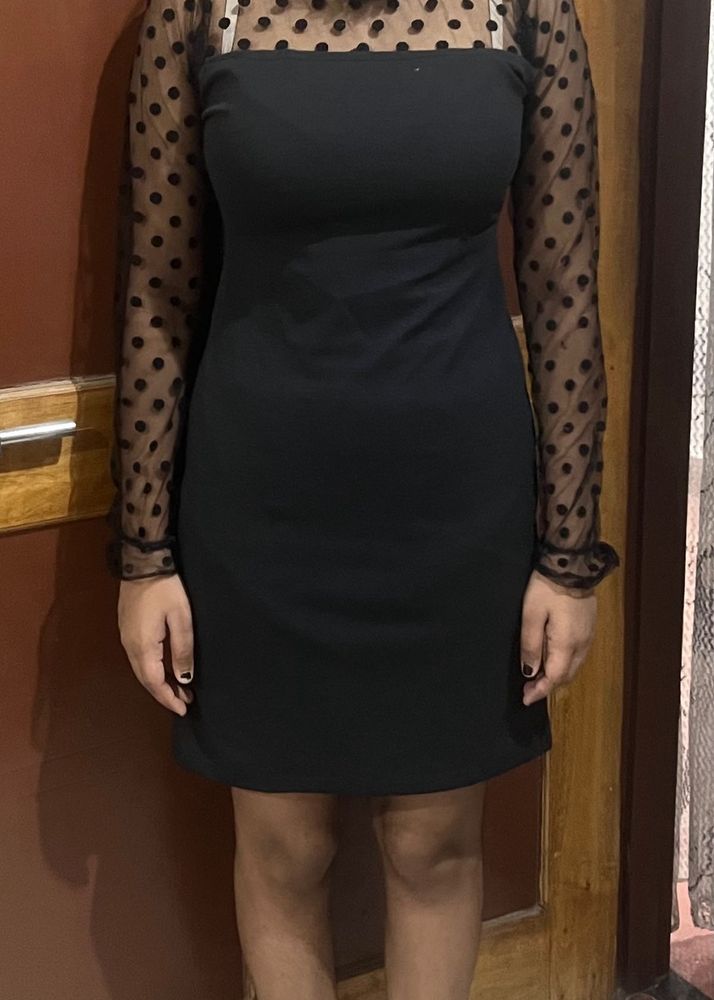 Black Polka Dot Mesh Dress