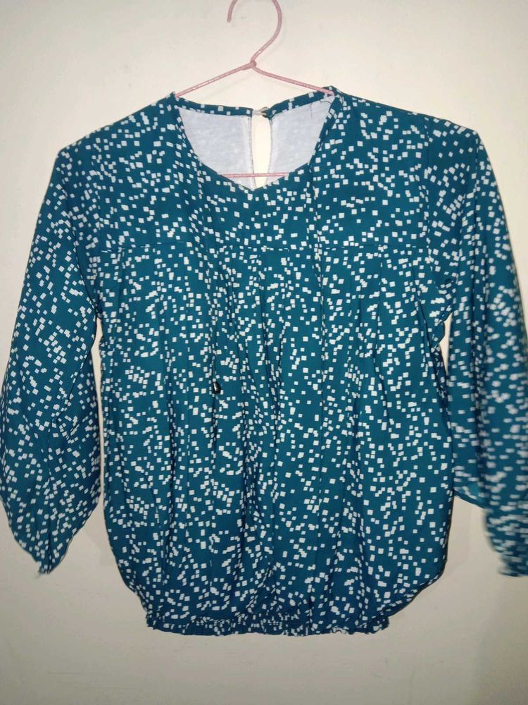 Elegant Teal Blouse ballon top