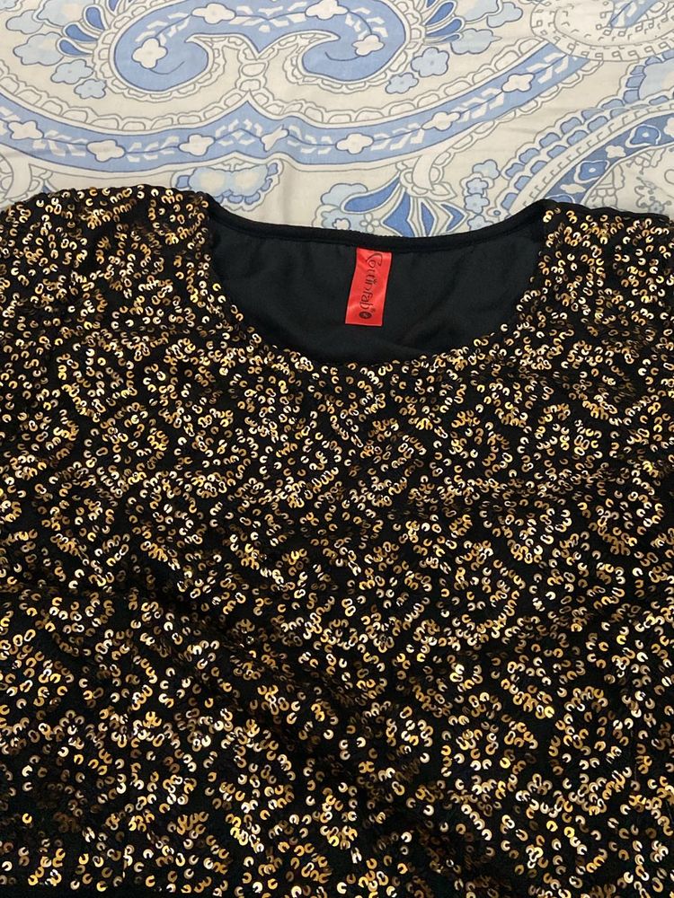 Black and Gold Sequin Top