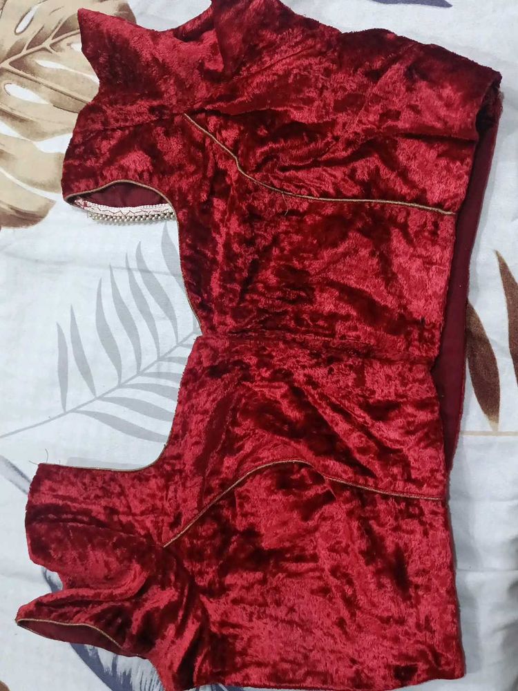 Maroon Velvet Blouse