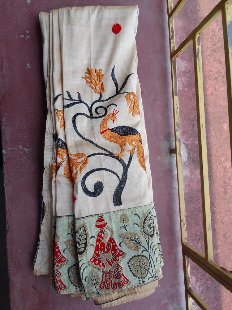 Motka Silk Hand Embroidery Saree